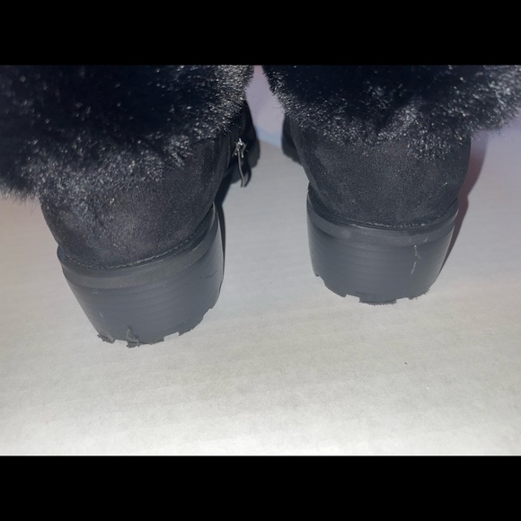 Midnight Velvet Black Sequined Buckled & Fur WMNS Boots SIZE: 10M - Picture 7 of 9